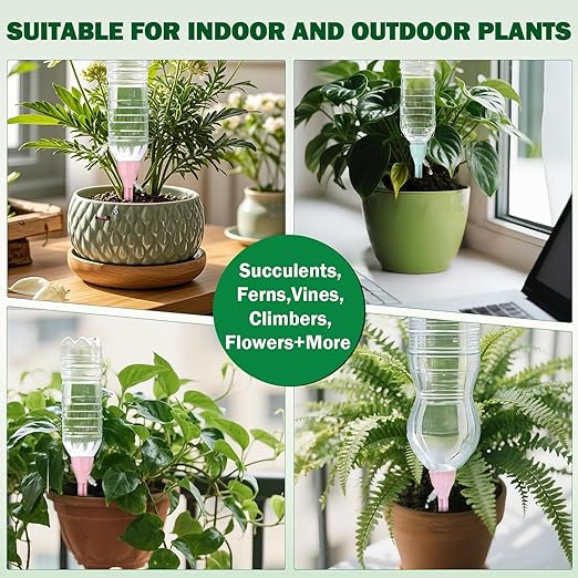 8 Pack Self Watering Spikes for Plant,Self Watering Planter Insert,Automatic Plant Watering Spikes Devices for Indoor Outdoor Potted Plants with Adjustable Control Valve Switch