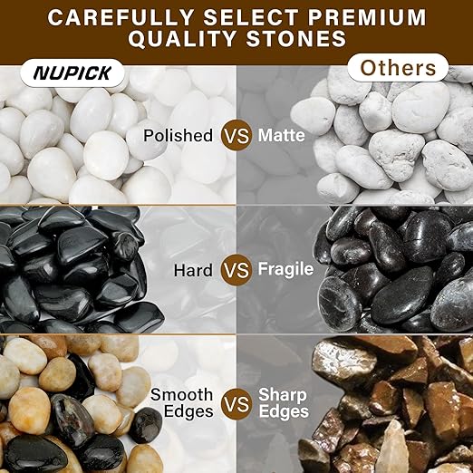 NUPICK 12lb River Rocks for Plants Indoor, 1-2Inch Mixed Pebbles for Vase Fillers, Decorative Gravel for Fish Tank, Natural Polished Stones for Succulent, Bonsai, Landscaping, Bird Baths