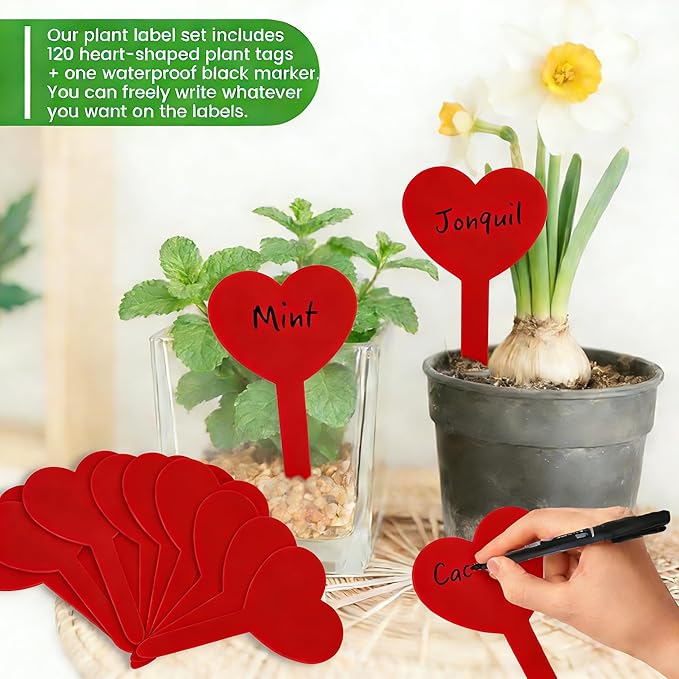 120PCS Plant Labels for Outdoor Garden Waterproof Red Plastic Plant Tags for Seedlings Garden Marker Plants Markers Plastic Gardening Gifts for Women Unique