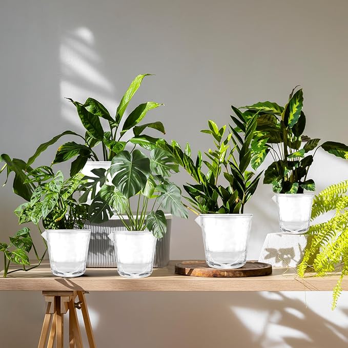 Yummy Sam Self Watering Pots for Indoor Plants, 5 Pack 2Size-7/5 Inch Clear Plastic Planters, Pot for Indoor or Outdoor, for Garden, Flower, Nursery