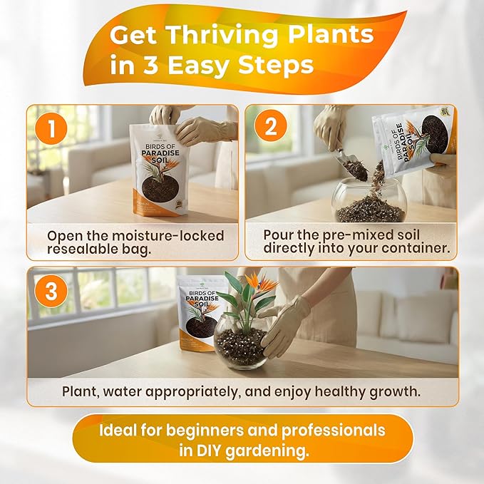 Professional Birds of Paradise Soil | Premium All Purpose Blend | Large 2.2 Quarts | Ready to Use for Indoor Plants | Peat Moss, Coco Coir, Perlite, Dolomite