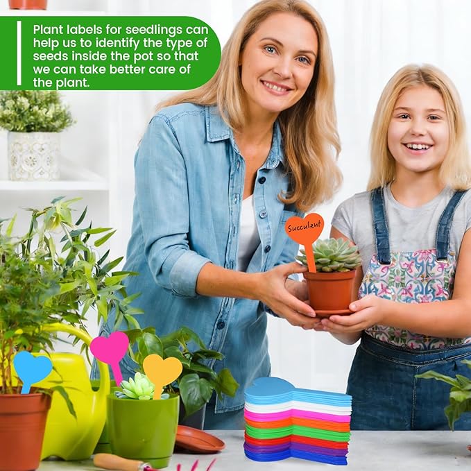 120PCS Plant Labels for Seedlings Garden Markers Plastic Plant Labels for Outdoor Garden Waterproof Heart Shaped Tags for Plants with Permanet Marking Pen Gardening Supplies