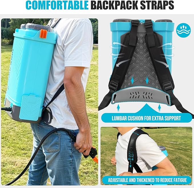 SideKing Battery Powered Backpack Sprayer 4 Gallon, 0-100 PSI Adjustable Pressure Sprayer Compatible with Makita 18V Battery, Electric Sprayer with Wand, 5 Nozzles, 2.6Ah Battery&Charger Included