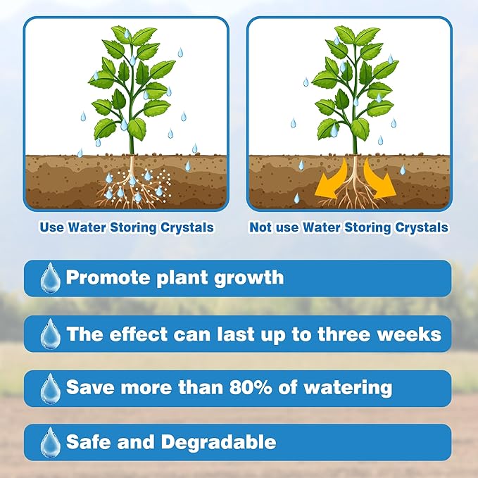 5LB Water Storing Crystals for Indoor Plants, Soil Moisture Control Water Gel Beads with Spoon, Super Absorbent Polymer for Potting Soil, Prevent Overwatering & Drought Stress