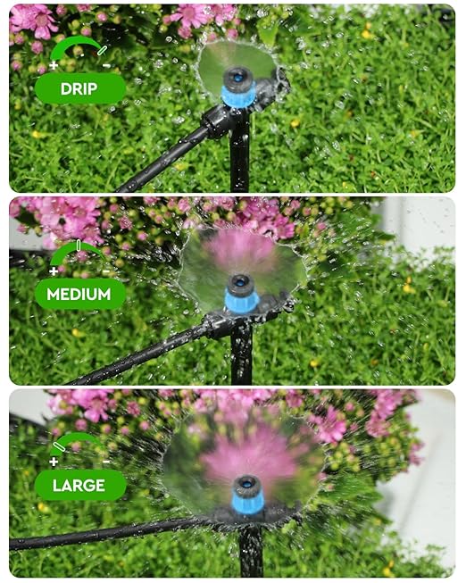 36 Pack Drip Irrigation Parts, Quick Connect 1/4" Adjustable 360° Emitter with Bidirectional Connection for Garden & Farm Irrigation Systems