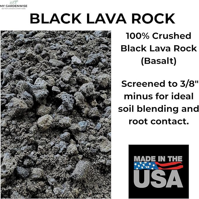 GARDENWISE Lava Rocks for Plants (3/8’’ Minus), Natural Black Lava Rocks, Succulent & Terrarium Horticultural Volcanic Rock, Ideal Drainage for Potted Plants, Made in USA (3 qts - 4.8 lbs)