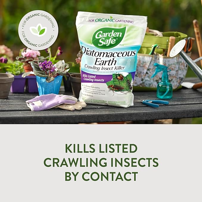 Garden Safe Brand Crawling Insect Killer Containing Diatomaceous Earth, 4 Pounds, Kills Cockroaches, Ants and Other Listed Crawling Insects by Contact, For Use Indoors & Outdoors