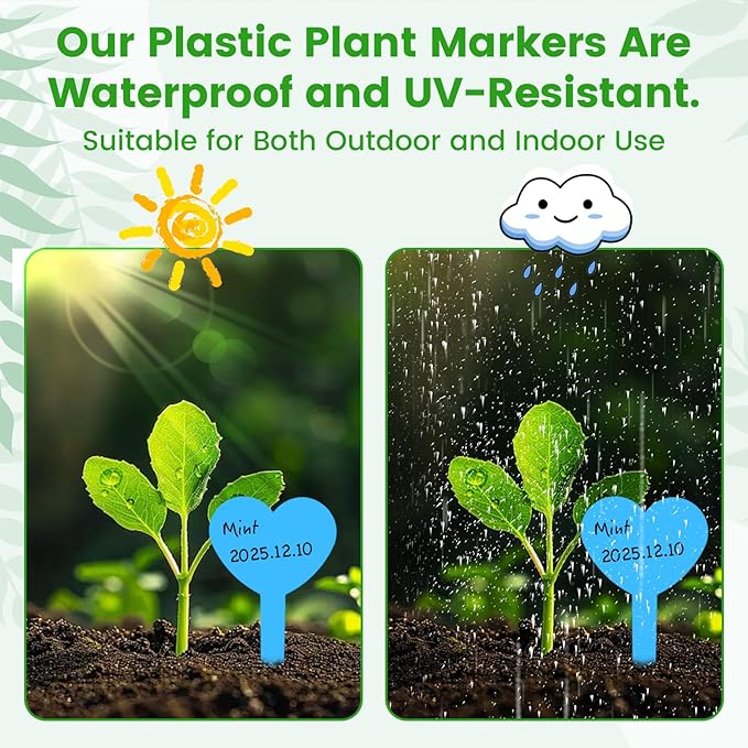120PCS Plant Labels for Seedlings Garden Markers Plastic Plant Labels for Outdoor Garden Waterproof Heart Shaped Tags for Plants with Permanet Marking Pen Gardening Supplies