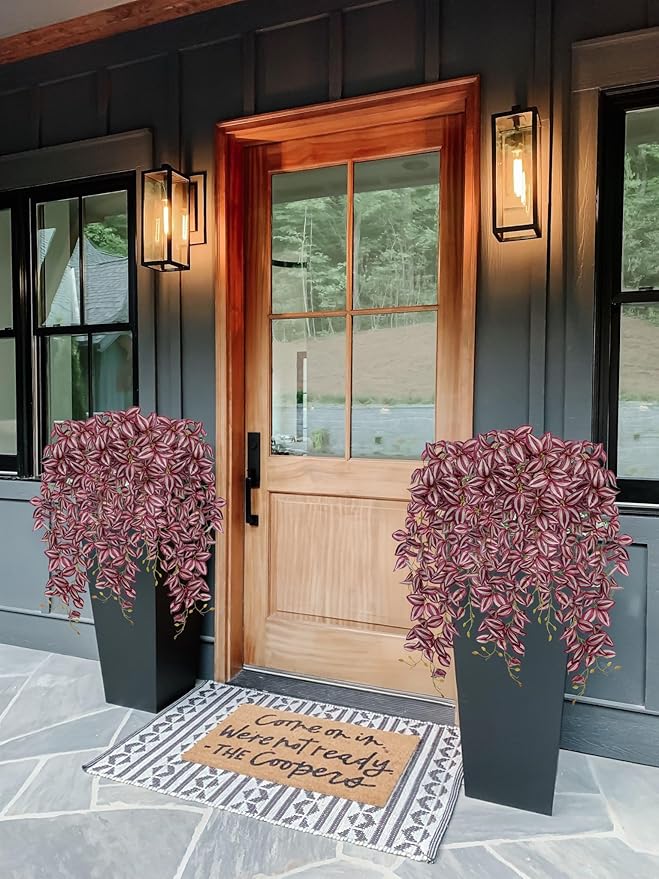 DILATATA Fake Hanging Plants Artificial Hanging Plants 187 Leaves Faux Wandering Jew Hanging Leaves Plants for Wall Shelf Home Indoor Outdoor Decor - 2 Pack