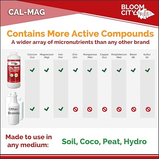Bloom City Professional Grade Ultra Pure Cal-Mag Growing Fertilizer, 1/2 Pint (8 oz)