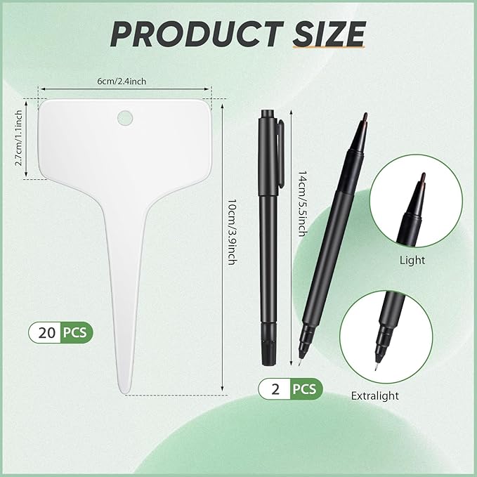 DoubleFill 20 Pcs Ceramic Plant Labels 3.9 x 2.4 Inch Plant T Type Tags Waterproof Nursery Garden Marker Signs with Marker Pen for Outdoor Garden Flower Herb Pot