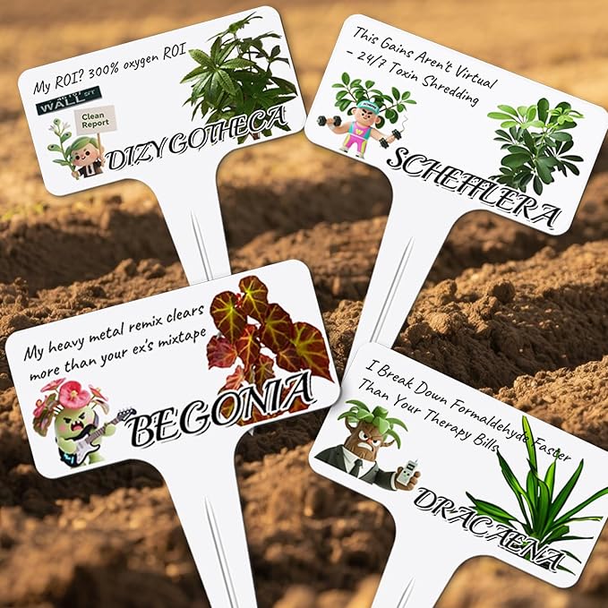 Whimsical Air Purifying Plant Character Garden Markers-17Pcs Garden Labels for Indoor House,Durable Waterproof Signs for Snake Plant,Housewarming Gift,New Home House Gift