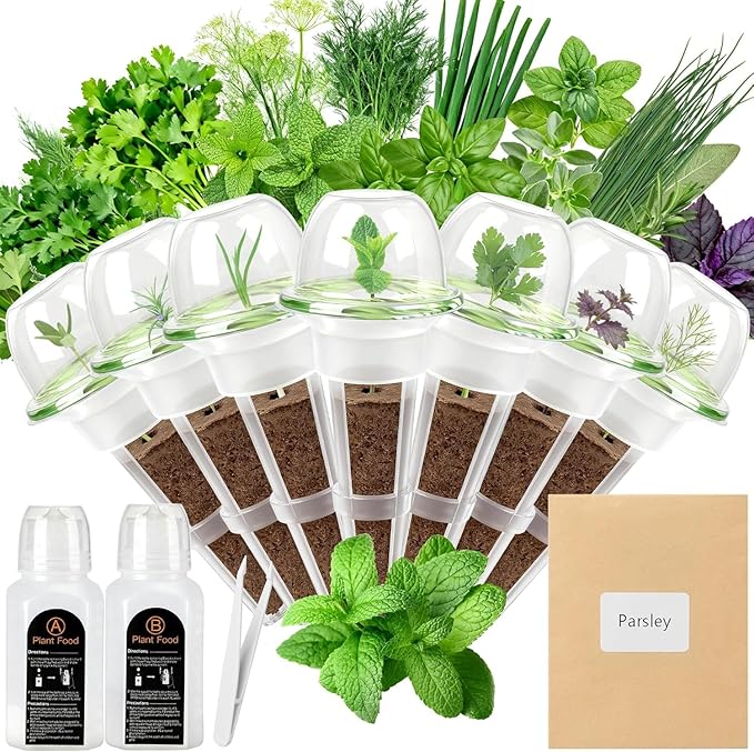 Gourmet Herb Seed Pod Kit, 12 Universal Indoor Herb Seed Pod Set with Parsley, Thyme, Mint, Cilantro, Dill, and Oregano - Compatibility with All Hydroponic Systems