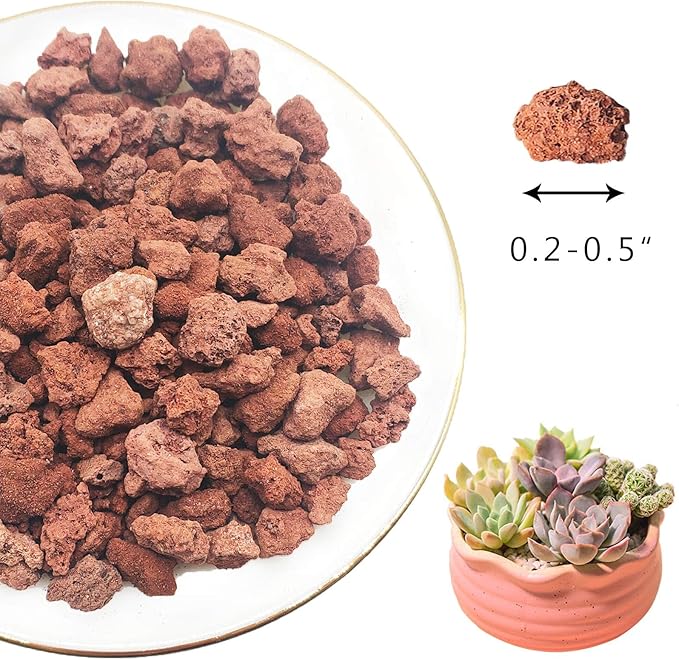 Lava Rocks for Plants -100% Pure Volcanic Rock No Dyes or Chemicals-Best Lava Stones Top Dressing for Cacti Succulents Plants,Bonsai (Red, 15LBS)