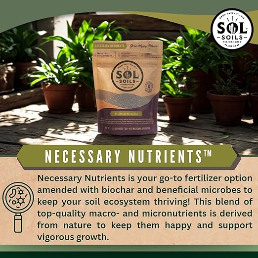 Sol Soils Necessary Nutrients Fertilizer - Biochar, Humic Acids, Mycorrhizal Fungi, Bacillus, 4oz