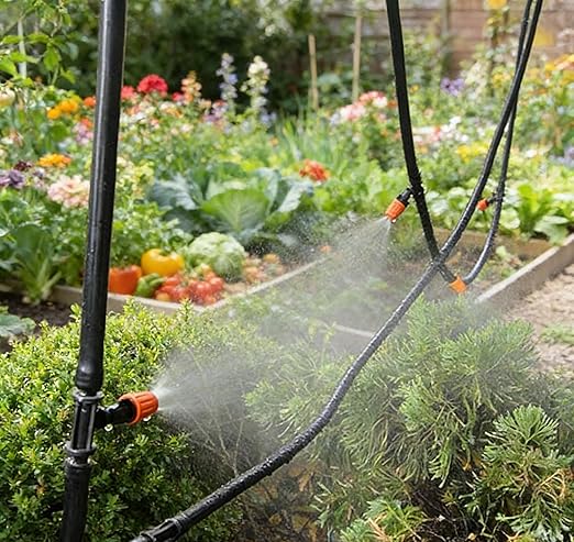 50 Pcs Drip Irrigation Spray Emitters, Adjustable Atomizing Nozzles,1/4 Inch Drip Irrigation Parts Sprayers Drippers for Garden Greenhouse Agricultural Irrigation Patio Misting