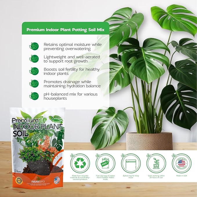 Potting Soil Indoor Plants Soil for Indoor Plants Potting Mix planters Food Plant Food for houseplants Fertilizer Free 2 oz Bag of Fertilizer Pellets Inside 2.4 Qts