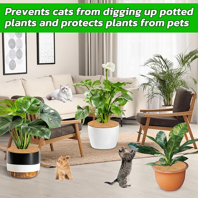 Legigo 4pcs Coconut Fiber Mulch Ring Tree Plant Protector Mat, 14 Inch Natural Coco Coir Tree Mulch Ring Plant Pot Soil Cover, Tree Rings Disc Plant Cover for Indoor Outdoor Plants, Landscaping