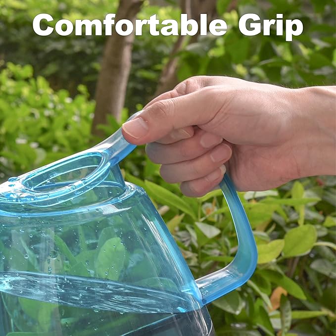 1.5L Plastic Blue Watering Can with Long Spout & Wide Oval Mouth, Comfort Grip, Indoor Outdoor Plant Watering Pot for Garden Flowers & Houseplants