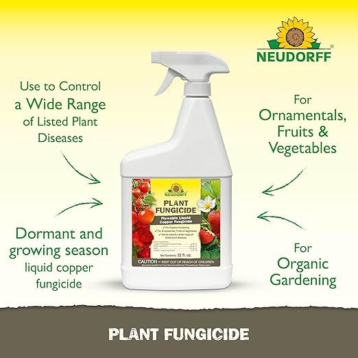 Neudorff Plant Fungicide Spray, Copper Soap Fungicide for Roses, Fruits & Vegetables Control Powdery Mildew and Other Diseases and Fungus for Organic Gardening, Ready-to-Use (32 oz)