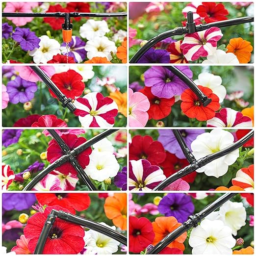 280 Pcs Barbed Connectors Irrigation Fittings Kit, Drip Irrigation Barbed Parts 1/4'' Tubing Kit for Garden Lawn (Nozzles, Nozzle Tees, Single Barbs, Couplings, Tees, Elbows, Plugs, Crosses)