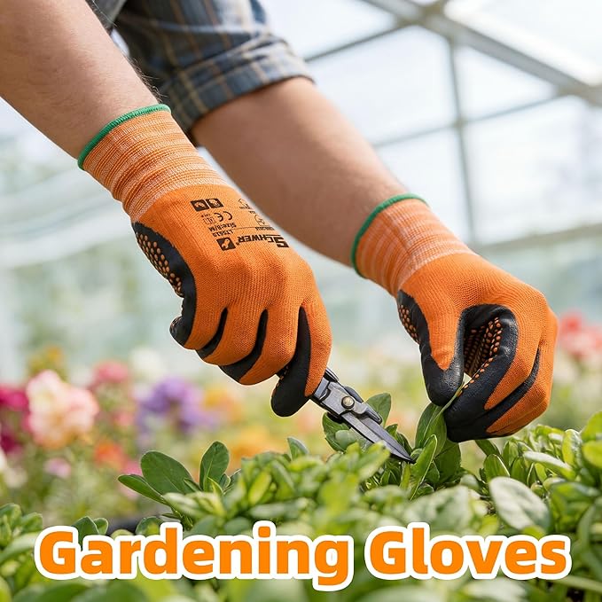 Schwer 12 Pairs Safety Work Gloves MicroFoam Nitrile Coated, Certified Level 6 Abrasion & A1 Cut Resistant Working Gloves with MicroDot Grip, Touchscreen, Used for General Work, Gardening, LT5619, M
