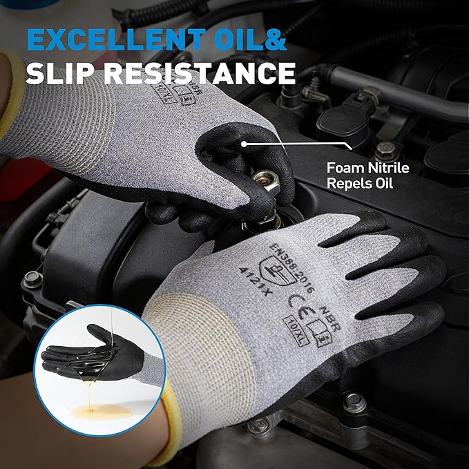 S SATC Safety Work Gloves Foam Nitrile Coated Touchscreen Knit Nylon Gloves for Men & Women, Ideal for Gardening, Warehouse