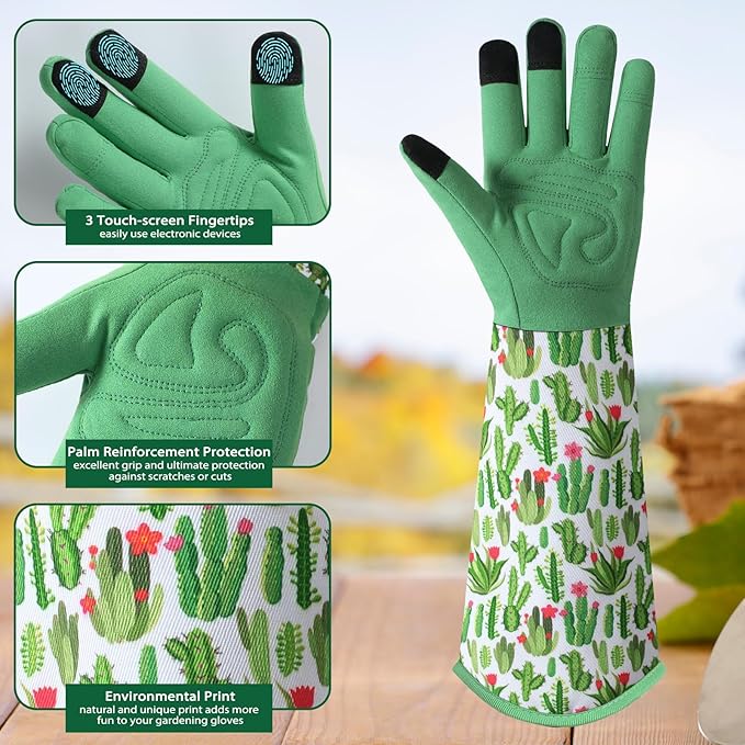 Trifabricy Gardening Gloves for Women, Breathable Leather Garden Gloves with Grip, Thorn-Proof Puncture-Resistant Work Gloves