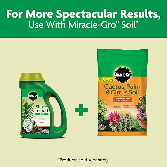Miracle-Gro Shake 'N Feed Palm Plant Food - Fertilizer for Container and In-Ground Palm Trees, Cycads, and Tropical Plants, 4.5 lb.