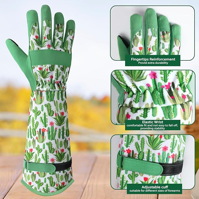Trifabricy Gardening Gloves for Women, Breathable Leather Garden Gloves with Grip, Thorn-Proof Puncture-Resistant Work Gloves