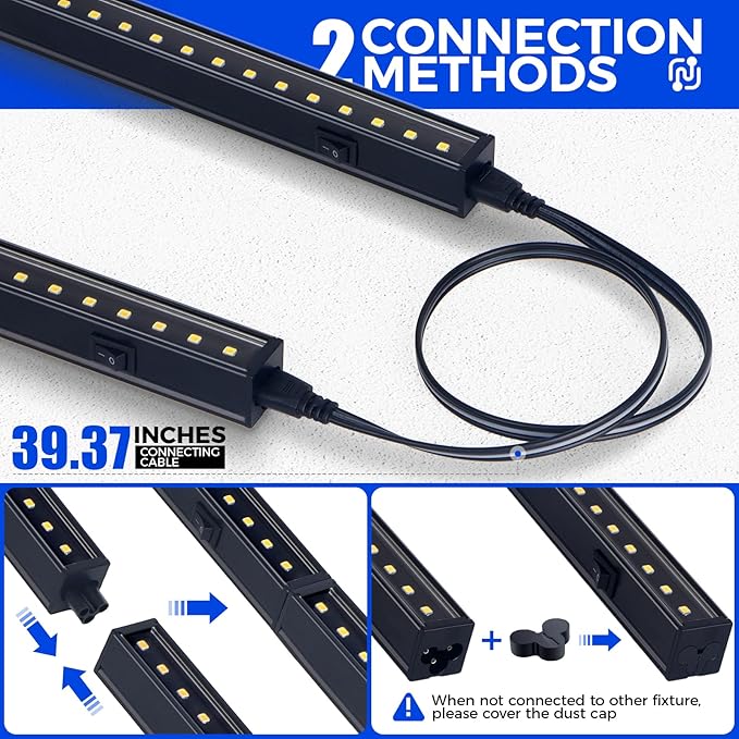 Barrina T5 Grow Lights for Indoor Plants, 2FT 5000K Full Spectrum LED Grow Light with Black Cover, T5 Grow Light Strip, Under Cabinet Plant Light with Switch Cord, Linkable, Plug and Play, 4 Packs