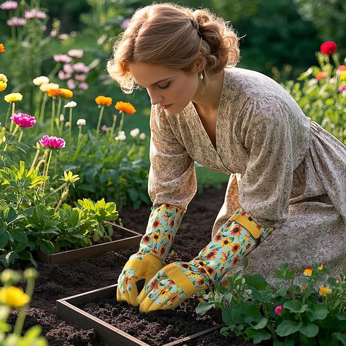 Trifabricy Gardening Gloves for Women, Breathable Leather Garden Gloves with Grip, Thorn-Proof Puncture-Resistant Work Gloves