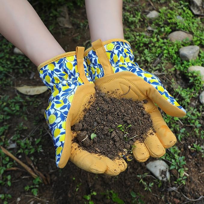 Tavaleu Gardening Gloves for Women, Thorn Proof Puncture Resistant Leather Garden Gloves, Breathable Working Gloves