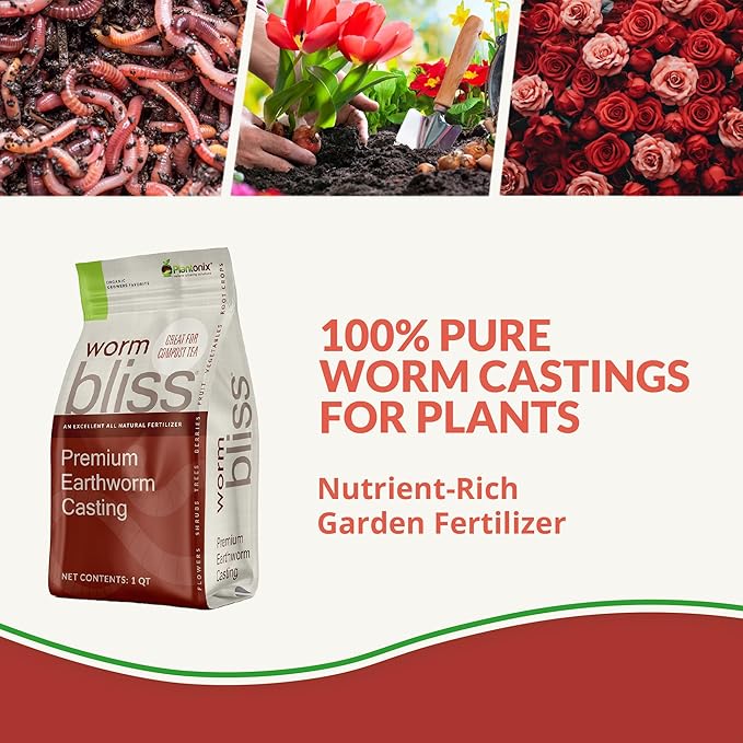 Worm Bliss (1 Qt) + Coco Coir Brick (650gms) + Char Bliss (1 Qt) - Organic Coco Coir for Plants - Worm Castings & Biochar for Plants - Organic Fertilizer & Soil Amendment Bundle - Potting Soil Mix