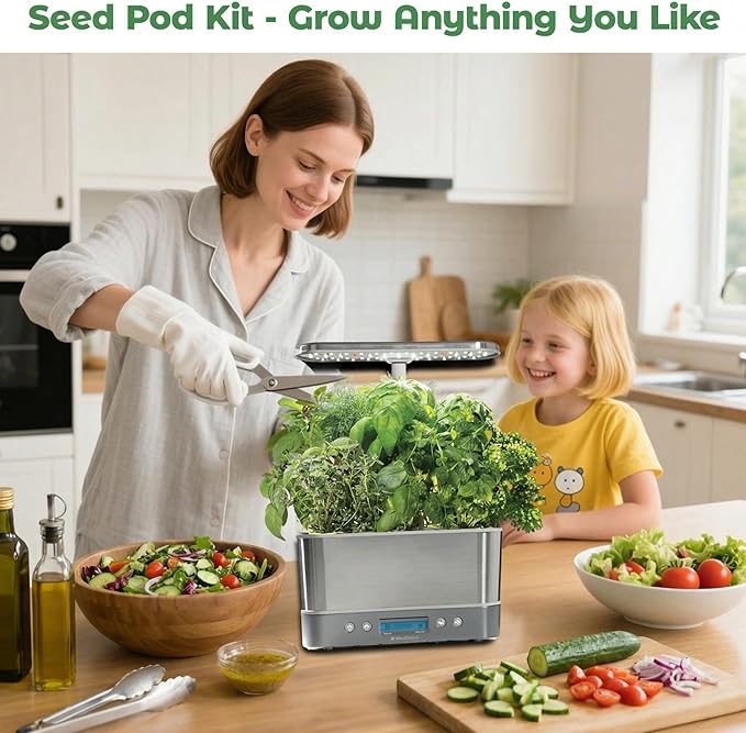 Seed Pods Kit Hydroponic - Refill Pod for All Indoor Garden, 8 Grow Pods with Seeds of Mini Cucumber, Cherry Radish, Arugula, Spinach, Cherry Tomato, and Mini Bell Yellow Pepper (8-Pod)