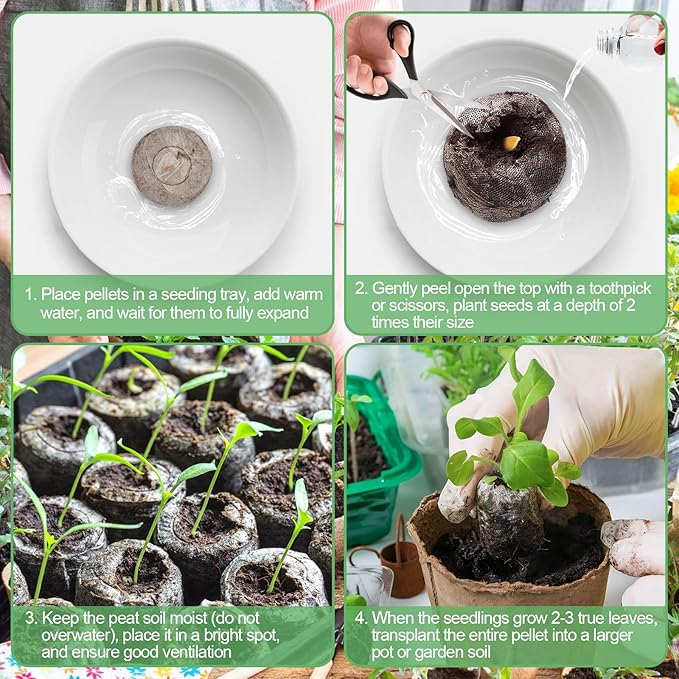 Legigo 100 Pcs 50mm Seed Starter Peat Pellets for Seedlings- Compressed Seed Starter Pods Seed Starting Pellets Plugs Soil Peat Pods for Starting Seeds, Garden Planting Herb Flower Vegetables