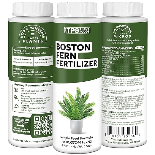 Boston Fern Fertilizer – Liquid Plant Food for Fuller Fronds, Rich Green Color & Healthy New Growth, 8 oz