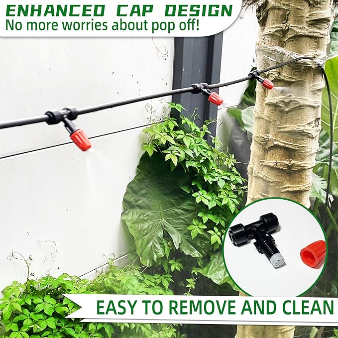 10PCS Push-to-Fit Drip Irrigation Micro Spray Emitters for 1/4 inch Irrigation Tubing, Three-Way Adjustable Atomizing Nozzle, Irrigation Dripper Sprinklers for Garden Greenhouse Agricultural