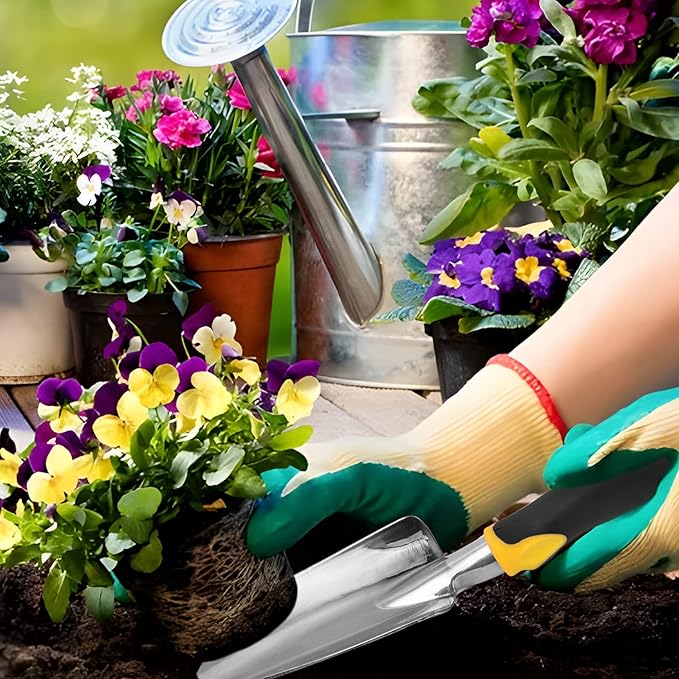 Thovorrnl Garden Shovel Hand Trowel Mini Shovel Aluminum Cast-Aluminum Heavy Duty Gardening Tool Yellow