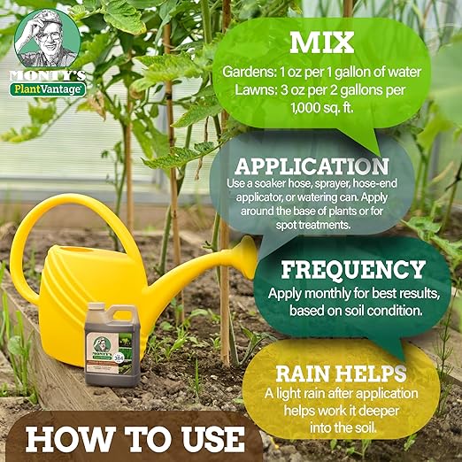 Monty’s Premium Liquid Soil Conditioner – Liquid Aeration Soil Conditioner with Humic Acid for All Soil Types, Increases Moisture & Nutrient Retention, Enhances Health & Microbial Activity – 32 oz
