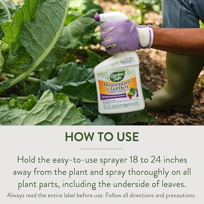 Garden Safe Brand Houseplant & Garden Insect Killer2, 32 Fluid Ounces, Kills 100+ Listed Insects on Contact, For Use in Homes, Home Gardens & Home Greenhouses Up to Day of Harvest