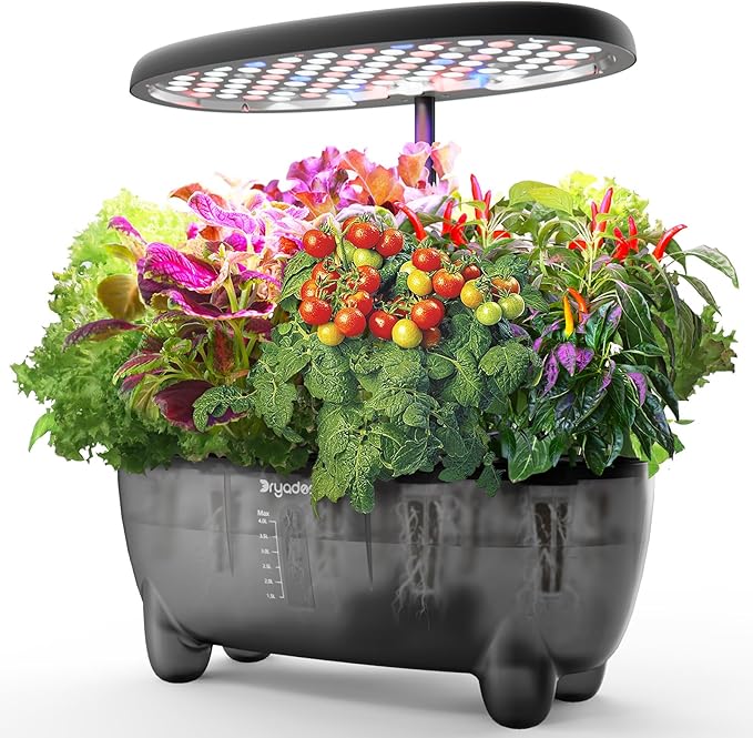 12-Pod Indoor Herb Garden Hydroponics Growing System Kit with LED Grow Light, Indoor Gardening System for Herbs, Vegetables, Lettuce on Countertop (Seeds NOT Included)