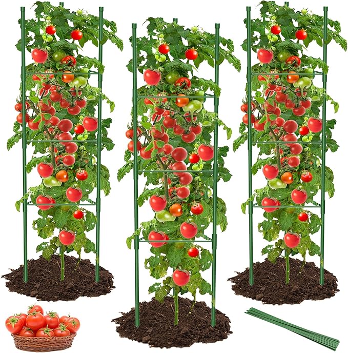 MYMULIKE 6 Pack Tomato Cages for Garden, 51in*13in Adjustable Tomatoes Plant Stakes Support Cages Trellis, Garden Trellis for Vegetable Flowers Fruits Climbing Plants- 20 Binding Wires Included