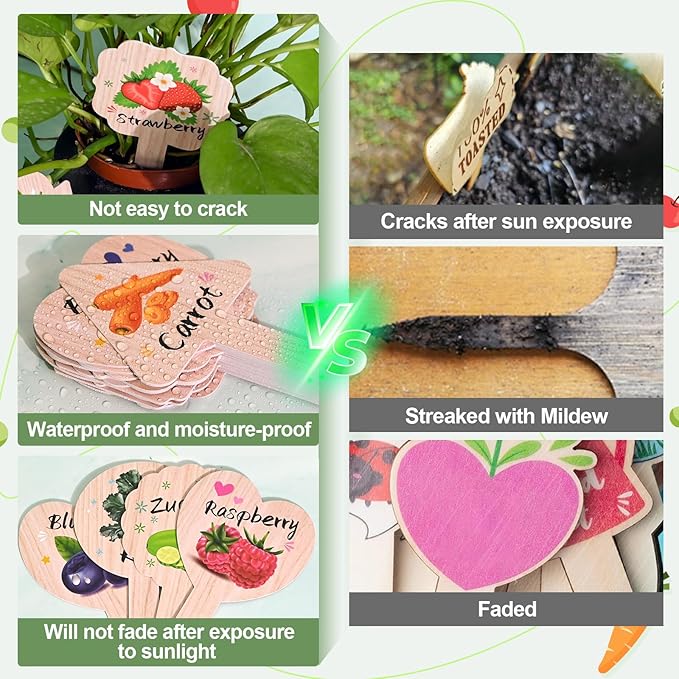 JUYRLE Vegetable Plant Label - 15PACK Garden Markers, Fruit Plant Labels for Outdoor Garden Waterproof, Plant Tags with Names, Indoor Patio Tags for Succulent Flowers Greenery Seedling