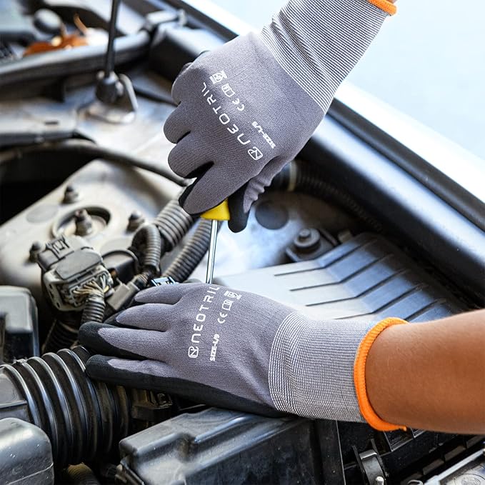 NEOTRIL Safety Work Gloves MicroFoam Nitrile Coated-3/6/12/36 Pairs,Breathable Nylon Working Gloves for Men Women