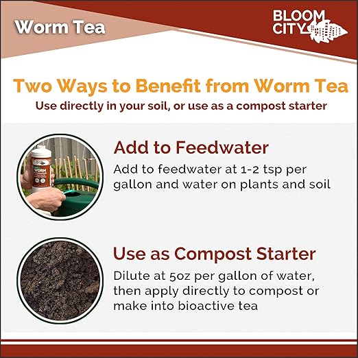 Organic Worm Tea Concentrate and Compost and Bokashi Booster by Bloom City, Gallon(128 oz)