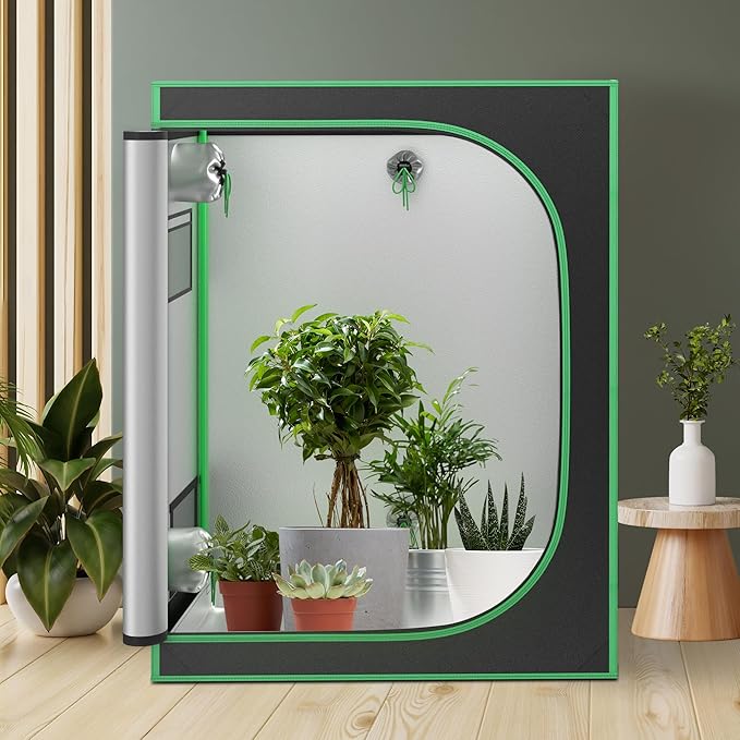 JupiterForce 2x4 Grow Tent with Observation Window and Floor Tray, High Reflective Mylar Hydroponic Grow Tents Indoor Grow Room for Home, Plant Growing, Black, 24"x 48"x 60"