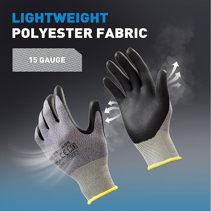 S SATC Safety Work Gloves Foam Nitrile Coated Touchscreen Knit Nylon Gloves for Men & Women, Ideal for Gardening, Warehouse