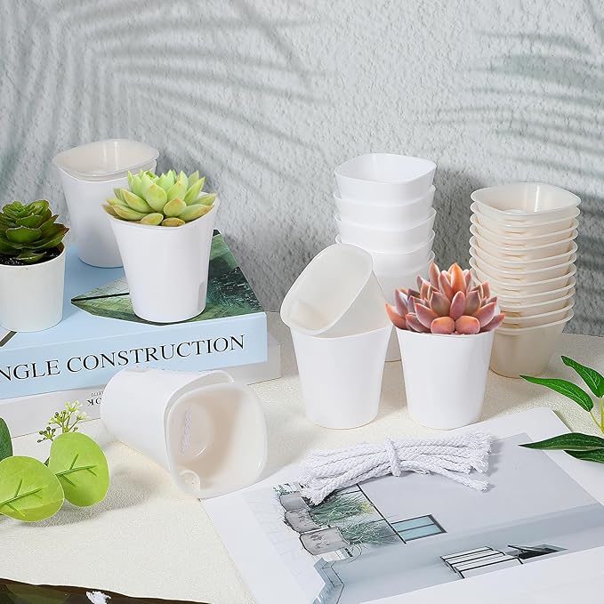 20 PCS 3 Inch Self Watering Pots for Indoor Plants, Plastic Flower Plant Pot with Level Indicator Vents, Self Watering Plant Pot for Flowers