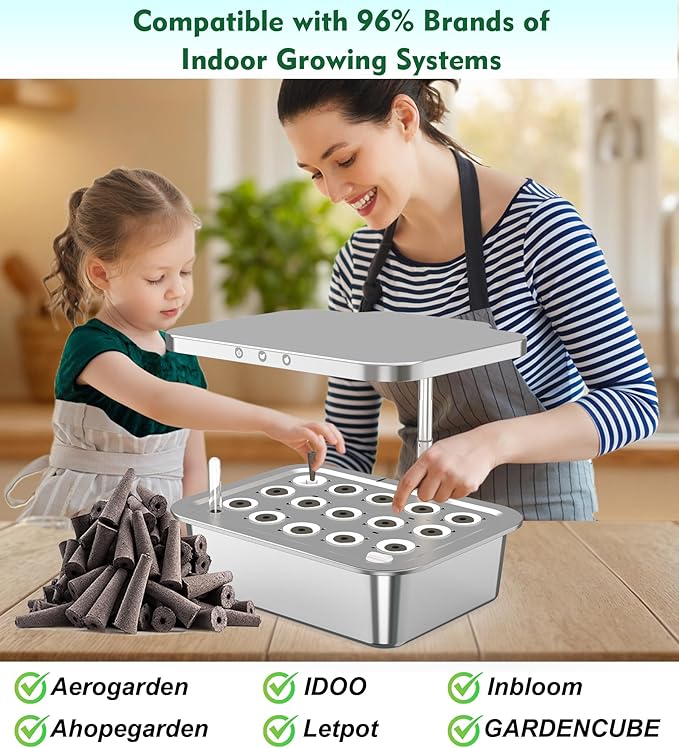 Seed Starter Grow Sponges for Aerogarden, PH-Balanced Refill-Seed Pods Replacements for Indoor Hydroponic System, 50 Pack, Brown